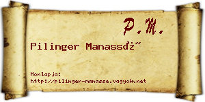 Pilinger Manassé névjegykártya